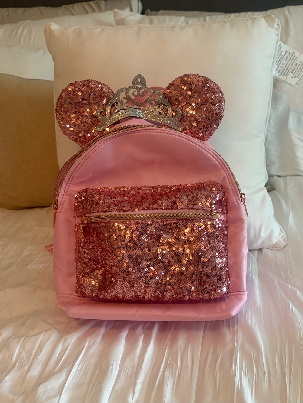 Pink Sequin Minnie-Style Kids Backpack